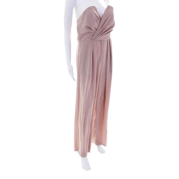 Jill Stuart Eastside Jumpsuit Size 10 Blush Pink Pleated Wide Leg Strapless - Picture 2 of 9